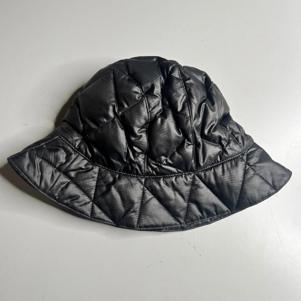 Eddie Bauer Black Quilted Puffer Bucket Hat Size S/M Insulated Winter Outdoor